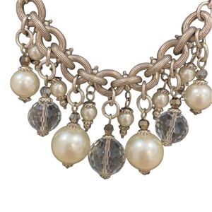 Faux pearl & crystal necklace